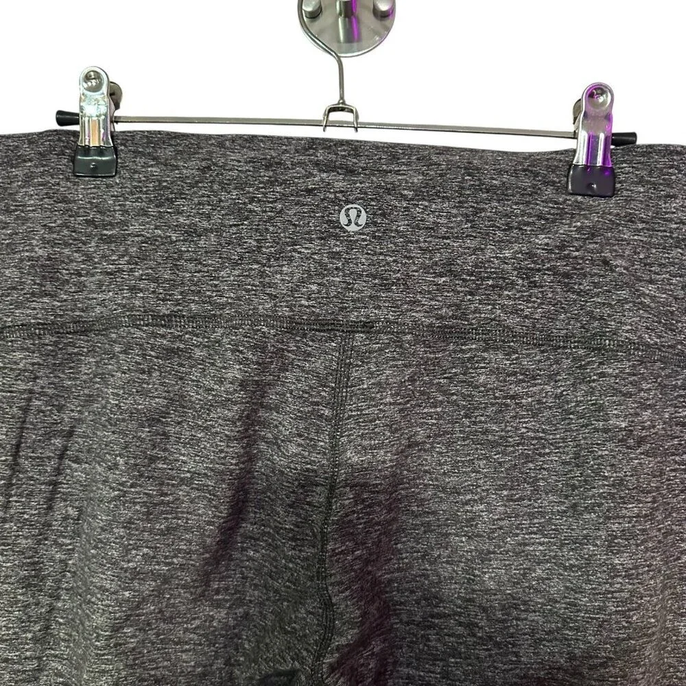 Lululemon Run Turn Around Tight Heathered Gray Black Ruched Leggings Size 12